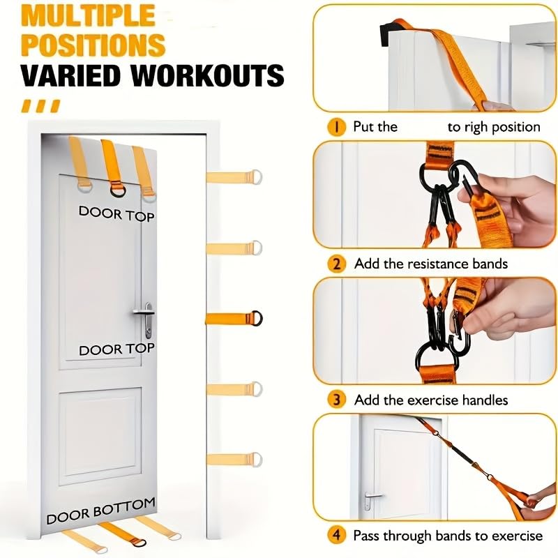 5-Piece Heavy Duty Latex Resistance Bands Set, 225lbs Total Capacity - Adjustable Home Gym Equipment with Handle, Door Anchor for Full Body Workout