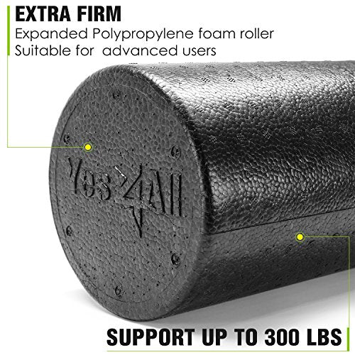 Yes4All EPP Exercise Foam Roller – Extra Firm High Density Foam Roller – Best for Flexibility and Rehab Exercises (12 inch, Black) - color: Black, size: 12-inch (Pack of 1)