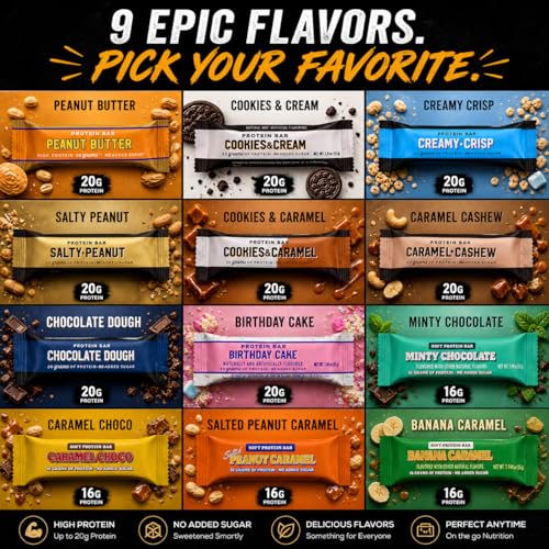 BarebeIIs Protein Bar Variety Pack Sampler, Protein Snacks with 20g of High Protein (12 Pack)