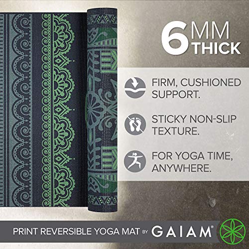 Gaiam Yoga Mat - Premium Print Reversible Extra Thick Non Slip Exercise & Fitness Mat for All Types of Yoga, Pilates & Floor Workouts - color: Boho Folk