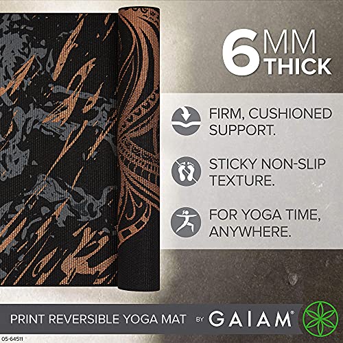 Gaiam Yoga Mat - Premium Print Reversible Extra Thick Non Slip Exercise & Fitness Mat for All Types of Yoga, Pilates & Floor Workouts - color: Marbled Bronze Medallion