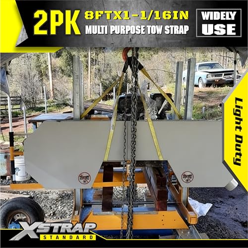XSTRAP STANDARD 2PK 1''x 8FT Lift Sling Web Strap/Wear Guard End, Heavy Duty Flat Eye Lifting Sling with 2 Reinforced Loops for Tree Saver Lifting Furniture Appliances Machine - style: 2pk 1''x8ft