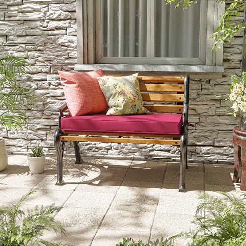 Premium Outdoor Bench Cushions for Patio Furniture 3.5inches Memory Foam Bench Cushion Waterproof Fade Resistant Porch Swing Cushions with Straps 36×18 Inch Pink - color: Pink, size: 36'' x 18'' x 3.5''