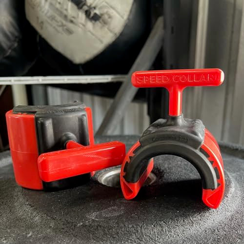 Speed Collar, Fastest Bar Clips for Weightlifting Powerlifting Bodybuilding and Olympic Lifting - color: Red