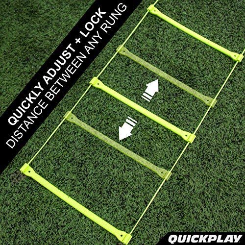 QUICKPLAY Agility Ladder - Adjustable Speed & Footwork Trainer | Flat anti-trip rungs, Change spacing per drill, Sprint & coordination work, Carry bag, Turf, grass or gym, All levels