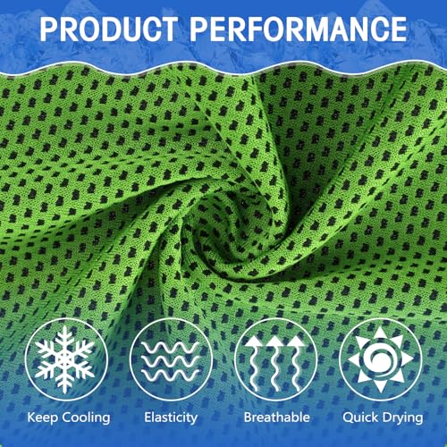 Hosuly 6 Pack Cooling Towels 40"x12" Ice Towel Cooling Neck Wraps Soft Breathable Chilly Stay Cool in Summer for Sports Yoga Golf Gym Activities(Bright Green) - color: Bright Green