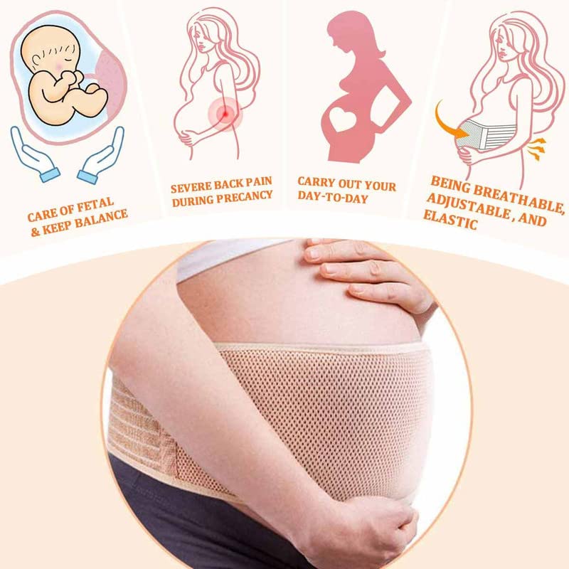 Pregnancy Belly Band Maternity Support Belt Eases Back Pelvic Pain | Belly band eases back pelvic pain. Breathable, adjustable, secure Velcro, durable, great value(Brown/Plus size) - color: Brown, size: Plus Size