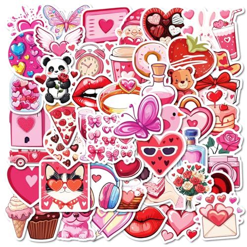 100PCS Pink Valentine's Day Stickers, Cute Valentine Stickers for DIY Crafts, Scrapbook, Water Bottles, Laptops, Phone Cases for Valentine's Day Gifts & Decorations - color: Lover