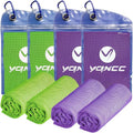 YQXCC 4 Pack Cooling Towels (40"x12"), Cool Neck Towel, Soft Breathable Microfiber for Gym, Yoga, Golf, Running, Camping & Summer Outdoor Activities - color: 2 Purple + 2 Green