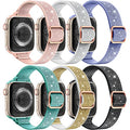 LETOID Stretchy Bands for Apple Watch Band Women Men Adjustable Solo Loop | Skin-Friendly Elastic Nylon Replacement Strap, iWatch Series 11 10 9 8 7 6 5 4 3 2 1 SE Ultra 49 46 45 44 42 41 40 38mm - color: 6-Pack: Black/Silv Wht/Gold Wht/Pink/Purple/Teal,