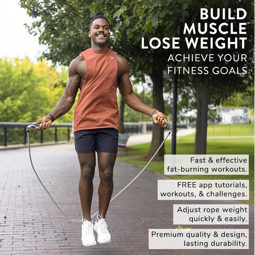 Crossrope Get Strong Weighted Jump Rope Set for Strength | Power Handles with 1 and 2 lb weighted ropes to build power and endurance. Designed for full-body, strength-focused workouts. - size: M - (5'5.5" - 5'10" User Height)