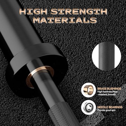 7FT/4 ft Home Gym Barbell Bar – 700LB/1500LB/500LB Capacity, Anti-Slip Knurling, Solid Steel, for Weightlifting, Strength Training - color: Black, size: 4FT-Straight Bar