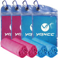 YQXCC 4 Pack Cooling Towels 40"x12", Cold Cool for Neck & Face | Cooling Neck Wraps, Soft Breathable Microfiber Chilly Towels, Ideal for Gym, Yoga, Golf, Running, Camping & Hot Weather - color: Light Blue*2 + Rose Red*2