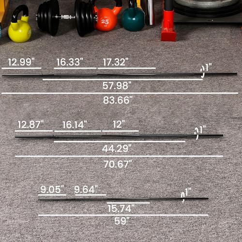 Fitvids 7ft Olympic Barbell, Barbell for Weightlifting and Powerlifting, 300 Pound Capacity, Black