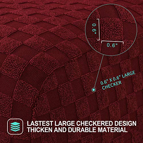 YEMYHOM 2 Packs Latest Checkered Dining Chair Slipcover Parsons Chair Furniture Protector Stretch Chair Covers for Dining Room, Restaurant, Kitchen, Party (Christmas Wine Red) - color: Christmas Wine Red, size: 2 Packs - Dining Chair