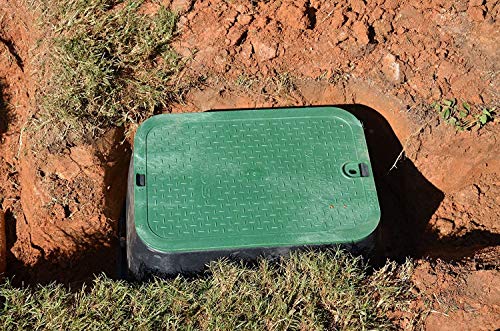 NDS 113BC 14" x 19" Standard Series Sprinkler Valve Box- Black with Green Bolt-Down Cover