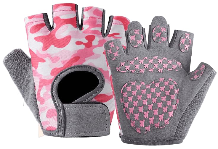 INOGIH Kids Half-Finger Cycling-Gloves Outdoor Non-Slip Workout Bike-Gloves for Climbing Riding Biking 3-12 Years - size: L-(7 to 12 years)