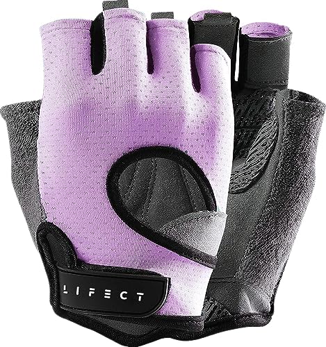 LIFECT Freedom Workout Gloves, Knuckle Weight Lifting Shorty Fingerless Gloves with Curved Open Back, for Powerlifting, Gym, Women and Men - color: Purple, size: X-Small