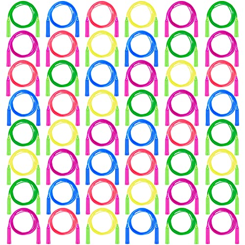 Aneco 48 Pack Kids Jump Rope Set 7.3 Feet Outdoor Jump Ropes Colorful Kids Jumping Ropes Great Sports Activities Birthday Party Favors Gifts