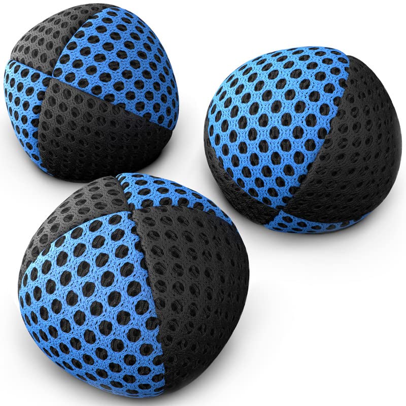speevers Juggling Balls for Beginners and Professionals Set of 3, 14 Colors Available, 2 Layers of Net and Carry Case, Xballs Juggling Balls (Black - Blue, 2.5 oz) - color: Black - Blue, size: 2.5 oz