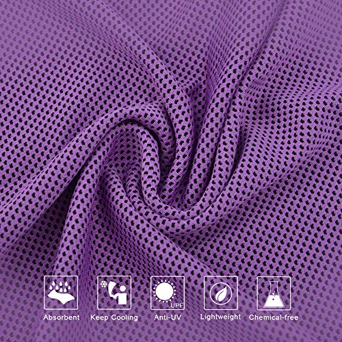 Sports Towel for Instant Cooling Relief Microfiber Towels for Golf Workout Swimming Gym Yoga Travel Camping Fitness 40"x12" Sweat Towel (Purple 2 Pack) - color: Purple 2 Pack