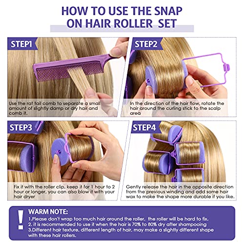 Syhood 12 Pcs Jumbo Foam Sponge Hair Rollers 1.89 Inch Soft Sleeping Curlers Flexible Large Foam Rollers and Rat Tail Comb for Hair Styling(Purple) - color: Purple