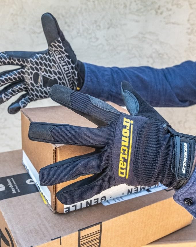 Ironclad Box Handler Work Gloves BHG, Extreme Grip, Performance Fit, Durable, Machine Washable, (1 Pair), Black - size: XX-Large