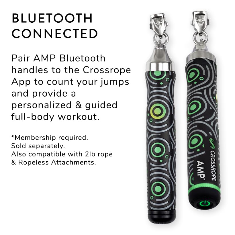 Crossrope AMP 2.0 Smart Jump Rope Set with 1/4 LB, 1/2 LB & 1LB Jump Ropes – Bluetooth-Connected, High-Intensity Jump Rope Fitness Training for High Calorie Burn and Cardio - Membership Required - size: Extra Small - (User Height 4'6.5" - 5'0.5")
