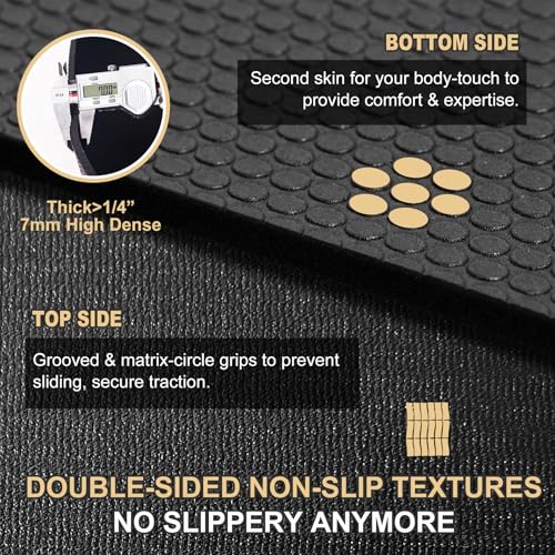 GXMMAT Extra Large Exercise Mat 16'x6'/12'x6'/10'x6'/8'x6'(7mm), Extra Wide Workout Mats for Home Gym Flooring, Non-Slip Thick Durable Cardio Mat for MMA,Plyo,Jump Rope,Weights,Fitness,Shoe-Friendly - color: Black Real, size: 6*16 FT