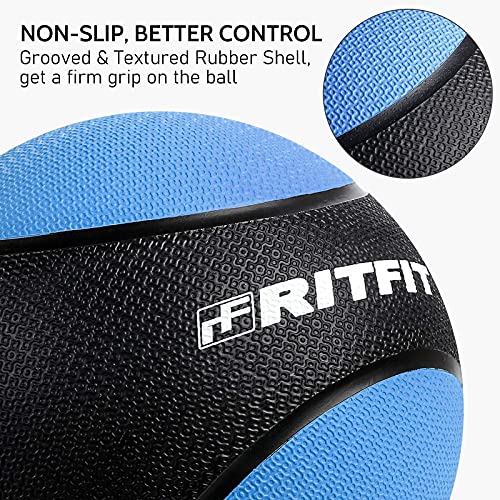 RitFit Weighted Medicine Ball - Non-Slip Rubber Shell & Dual Texture Grip - Workout Exercise Ball for Core Strength, Balance Training, Coordination Fitness - Multiple Weights & Colors - size: 8lb