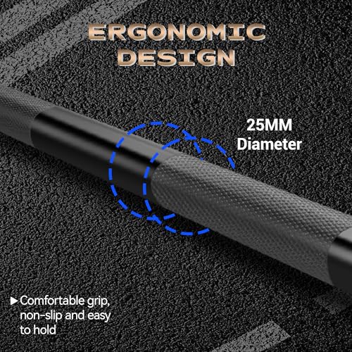 7FT/4 ft Home Gym Barbell Bar – 700LB/1500LB/500LB Capacity, Anti-Slip Knurling, Solid Steel, for Weightlifting, Strength Training - color: Black, size: 4FT-Straight Bar