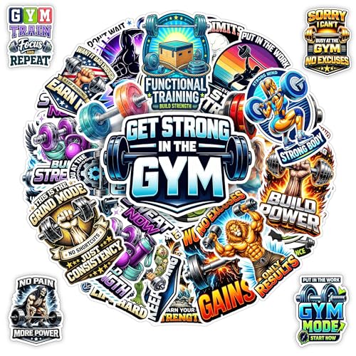30 PCS Gym Weightlifting Stickers Pack, Workout Fitness Dumbbell | Vinyl Waterproof Decals for Water Bottle Laptop Exercise Tumbler Journal Luggage Car, Funny Gifts for Adults Men Women Teens - color: Gym Workout Stickers