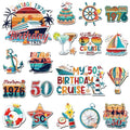Wxiben 18 Pcs 50th Birthday Cruise Ship Door Magnets Decorations Magnetic | 50th Year Old Birthday, Easy to Apply on Metal, Waterproof & Sturdy, for Carnival Party Stateroom Cabin Door Fridge Decor - style: 50th Birthday