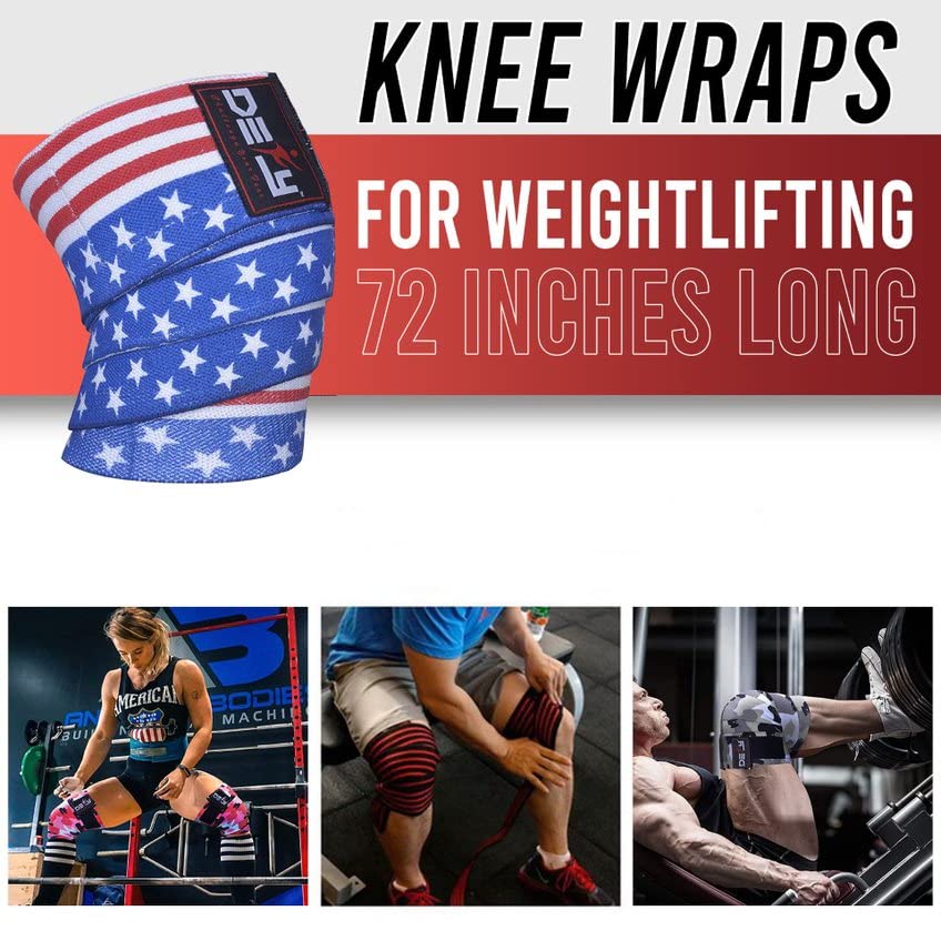 DEFY Knee Wraps for Weightlifting - Provides Knee Support for Powerlifting, Squats & Fitness Workouts - color: American Flag