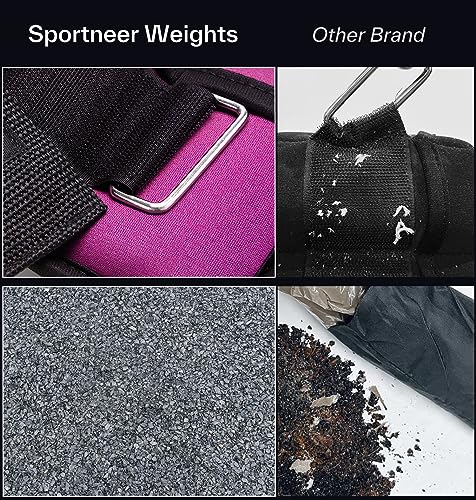 Sportneer Adjustable Ankle Weights Set - 1 Pair (2-10 lbs) Removable Sandbags for Women & Men, Comfortable Neoprene Leg Weights for Walking, Running, Pilates, Yoga, Home Workout & Physical Therapy - color: Pink