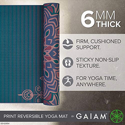 Gaiam Yoga Mat - Premium Print Reversible Extra Thick Non Slip Exercise & Fitness Mat for All Types of Yoga, Pilates & Floor Workouts - color: Jade Salutation
