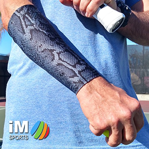 DROP SHOT Tennis Forearm Compression Sleeves + No Logos + U.S. Made - (single tennis forearm sleeve) - size: Medium-Large