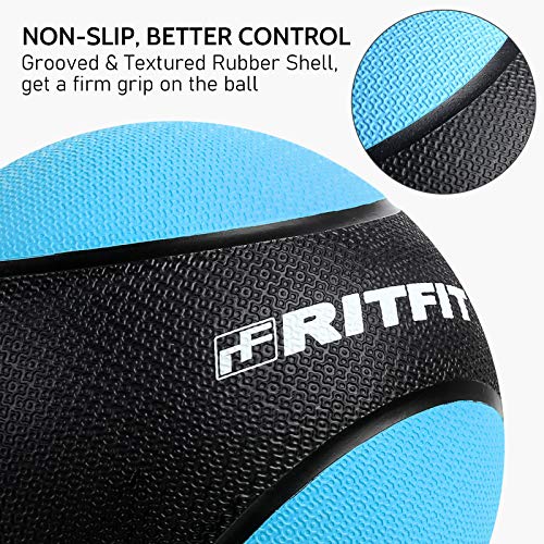 RitFit Weighted Medicine Ball - Non-Slip Rubber Shell & Dual Texture Grip - Workout Exercise Ball for Core Strength, Balance Training, Coordination Fitness - Multiple Weights & Colors - size: 4lb