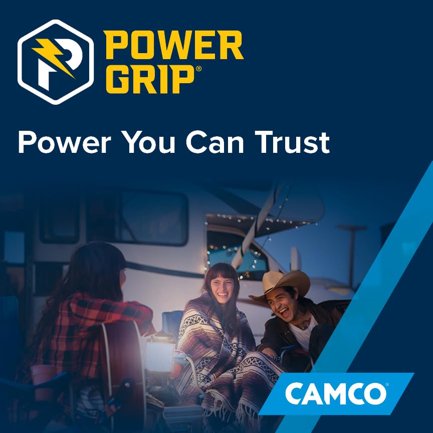 Camco Power Grip 25-Ft 30 Amp RV Extension Cord w/Locking End - Rated for 125V / 3,750W - Features Threaded Locking Ring for Weatherproof Connection & RV Power Cord 90° Head (55501) (Pack of 2) - size: 25-Foot (Pack of 2), style: Locking End