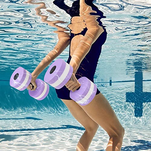 Water Dumbbells, 2Pcs Foam Barbells Water Aerobics Weight for Pool Exercise | EVA Foam, Aquatic Pool Fitness, Exercise Equipment, Lightweight, High Density, Water Resistance Weight Loss for Therapy - color: Purple