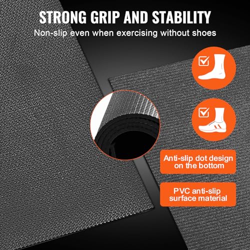 VEVOR Large Exercise Mat, 12'x6'/10'x6'/9'x6'/8'x6'/8'x5'/7'x5'/6'x4' (7mm) Extra Thick, Non Slip High Density Premium Workout Mat, Exercise Yoga Mat for Men & Women, Fitness & Exercise Mat with Bag & Carry Strap, for All Types of Home Yoga, Pilate & Floo
