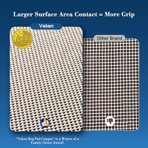Veken Rug Gripper Pad for Hardwood Floors, Thick Non Slip Rug Pads for Area Rugs, Rug Grippers for Tile Floors, Under Carpet Anti Skid Mat, Keep Your Rugs Safe and in Place, 2x3 Ft - size: 2' x 3' (Rectangular), style: White