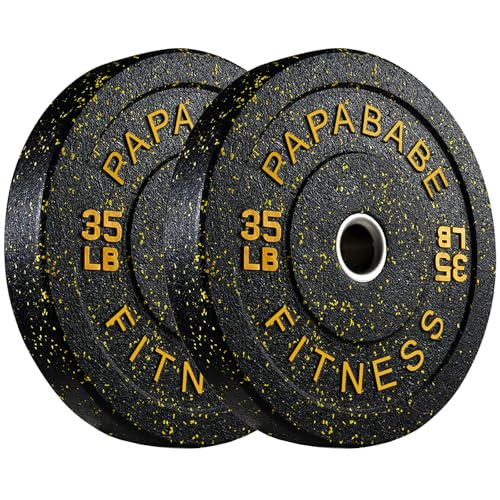 2" Bumper Plates Set Olympic Weight Plates for Barbell Strength Training | Papababe 2Inch Weights Plates Set, Floor Protective Plates, 20-600lbs Rubber Bumper Plates for Weightlifting, Bench Press - size: 35 LB PAIR, style: High Bounce