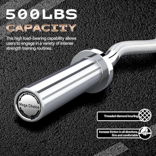Olympic EZ Curl Barbell Bar, 47" EZ Curl Bar for Weight Lifting, Biceps, Triceps, Back/Leg Muscle Group Exercise,Chrome Curling Bar for 2 Inch Weight Plates,With 2 Spring Collars - color: Silver