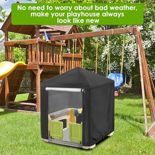 Outdoor Playhouse Cover for Step2 Playhouse,Waterproof Kids Outside Play house Cover Outdoor Play Houses Covers for Kids - 56"L×56"W×60"H, Black - size: 56"L×56"W×60"H