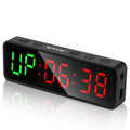 Portable Gym Workout Timer, Fitness Clock with The Rubber Case and Built-in Magnetic Spine, Large LED Digital Anti Vertigo Display, for Home Garage Schools (Black) - color: Black