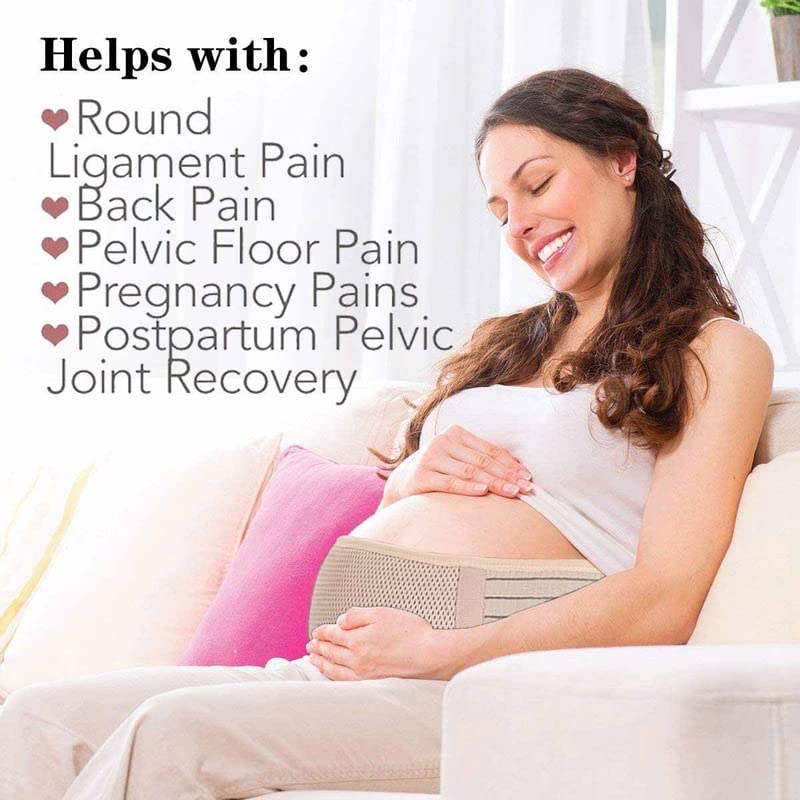 Pregnancy Belly Band Maternity Support Belt Eases Back Pelvic Pain | Belly band eases back pelvic pain. Breathable, adjustable, secure Velcro, durable, great value(Brown/Plus size) - color: Brown, size: Plus Size