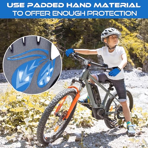 WFX Cycling Gloves Toddler Mountain Bike Handlebar Grips Gel Padding Full Finger Baseball Glove Workout Football Gloves Youth Boys 6-12 Kids Gardening Gloves MTB Gloves - color: Dark, size: S (6-8) Years Kid