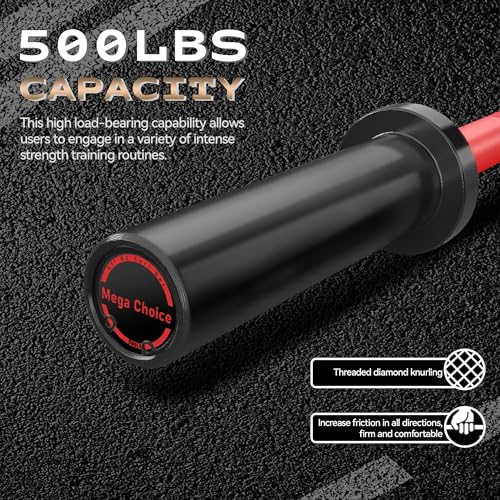 7FT/4 ft Home Gym Barbell Bar – 700LB/1500LB/500LB Capacity, Anti-Slip Knurling, Solid Steel, for Weightlifting, Strength Training - color: Red, size: 4FT-Straight Bar