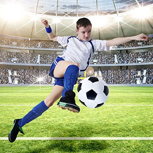 2 Pairs Soccer Shin Guards Kids, Football Ankle Protector Socks, Youth Shin Pads Protective Soccer Accessories, Football Equipment with Leg and Ankle Guard Pad for 6-12 Boy Girl Teenager, Blue Black